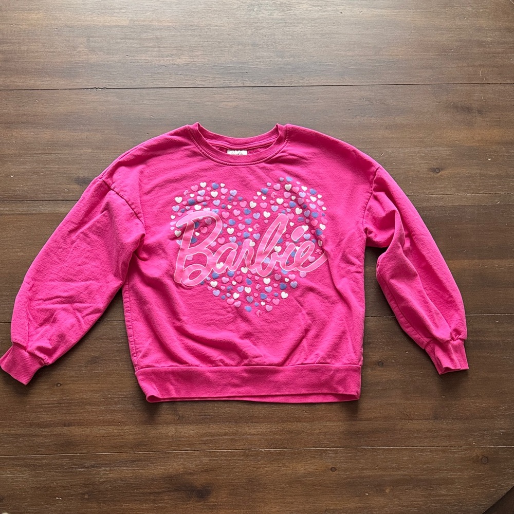 Size XL (14-16) Mattel Barbie pink Heart design Crew Neck Sweatshirt